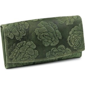 Dámská peněženka kožená růže, ornamenty 9,5x18 cm Varianta: 6 zelená, Balení: 1 ks