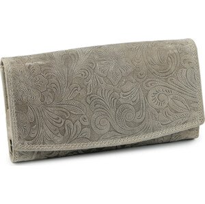 Dámská peněženka kožená růže, ornamenty 9,5x18 cm Varianta: 7 šedobéžová, Balení: 1 ks