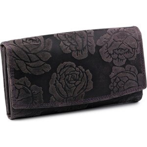 Dámská peněženka kožená růže, ornamenty 9,5x18 cm Varianta: 9 šedofialová, Balení: 1 ks