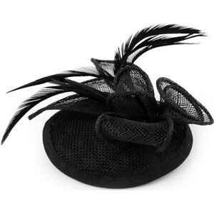 Fascinátor / klobouček květ s peřím Varianta: 2 černá, Balení: 1 ks