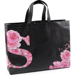 Taška z netkané textilie s květy růže 30x40 cm Varianta: 2 černá, Balení: 1 ks