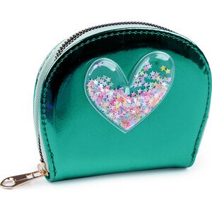 Dívčí peněženka srdce s přesýpacími flitry 10,5x13 cm Varianta: 4 zelená pastelová, Balení: 1 ks