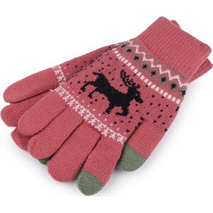 Pletené rukavice zateplené unisex, dotykové Varianta: 3 růžová, Balení: 1 pár