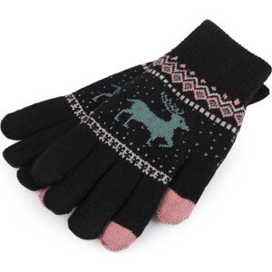 Pletené rukavice zateplené unisex, dotykové Varianta: 6 černá, Balení: 1 pár