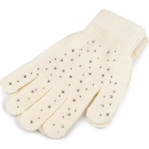 Dámské / dívčí pletené rukavice s kamínky Varianta: 1 krémová nejsvět., Balení: 1 pár