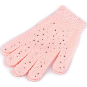 Dámské / dívčí pletené rukavice s kamínky Varianta: 2 růžová sv., Balení: 1 pár