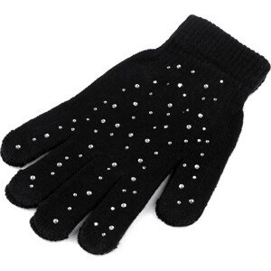 Dámské / dívčí pletené rukavice s kamínky Varianta: 4 černá, Balení: 1 pár
