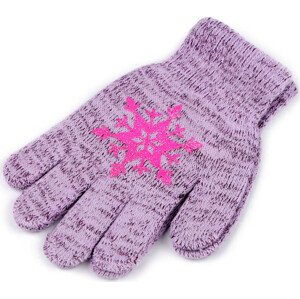Dívčí pletené rukavice s vločkou Varianta: 3 fialová lila melír, Balení: 1 pár