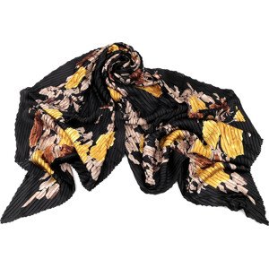 Šátek / šála plisovaná s květy 50x200 cm Varianta: černá, Balení: 1 ks