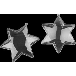 Plastová krabička dvoudílná - zvonek, stromeček, kapka, hvězda Varianta: 4 transparent hvězda, Balení: 2 ks