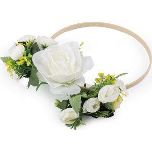 Svatební dekorace kruh s květy Ø19,5 cm Varianta: 4 krémová nejsvět., Balení: 1 ks