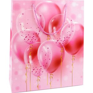 Dárková taška balónky, velká velikost Varianta: 2 růžová střední, Balení: 1 ks