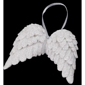 Dekorace andělská křídla s glitry k zavěšení Varianta: bílá, Balení: 1 ks