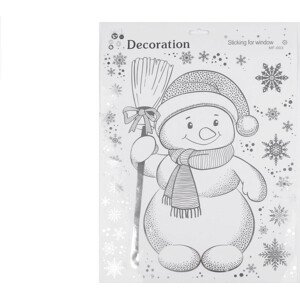 Vánoční okenní fólie samolepicí Varianta: 3 stříbrná sněhulák, Balení: 1 karta