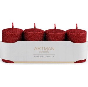 Adventní svíčky s glitry válec 6x9 cm Varianta: 5 červená, Balení: 1 sada