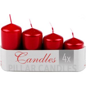 Adventní svíčky sestupné perleť Ø4 cm Varianta: 4 červená perleť, Balení: 1 sada