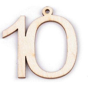Dřevěná narozeninová čísla se závěsem Varianta: 10 přírodní, Balení: 10 ks