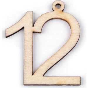 Dřevěná narozeninová čísla se závěsem Varianta: 12 přírodní, Balení: 10 ks