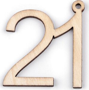 Dřevěná narozeninová čísla se závěsem Varianta: 21 přírodní, Balení: 10 ks