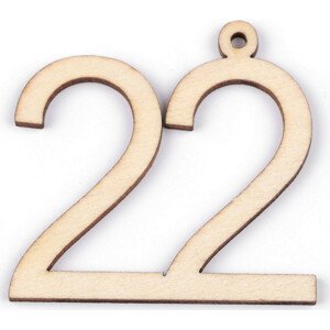 Dřevěná narozeninová čísla se závěsem Varianta: 22 přírodní, Balení: 10 ks