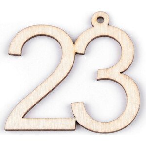 Dřevěná narozeninová čísla se závěsem Varianta: 23 přírodní, Balení: 10 ks