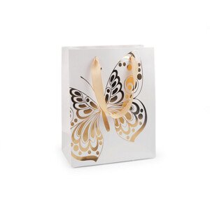 Dárková taška motýl Varianta: 3 bílá zlatá, Balení: 4 ks